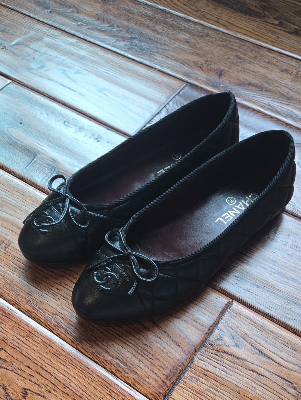 Chanel Black Quilted Leather Ballet Flats - Picture 2 of 9